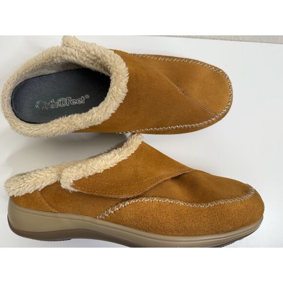 Orthofeet Charlotte Brown Slippers Womens Size 10 W X Wide 2E Arch Support - Picture 6 of 10